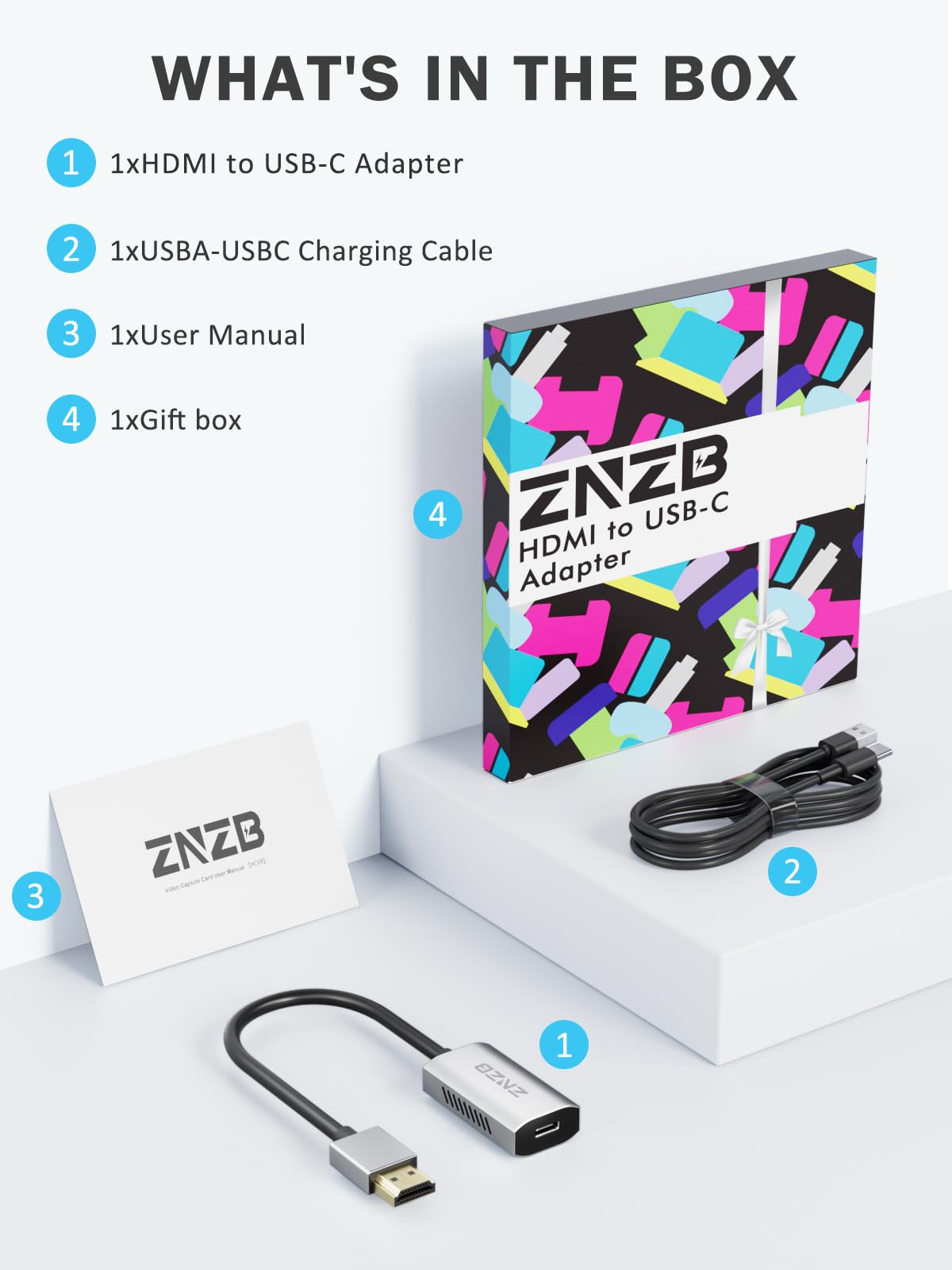 Amazon.com: ZNZB HDMI to USB C Adapter (4K@60Hz) AR Glasses XREAL
