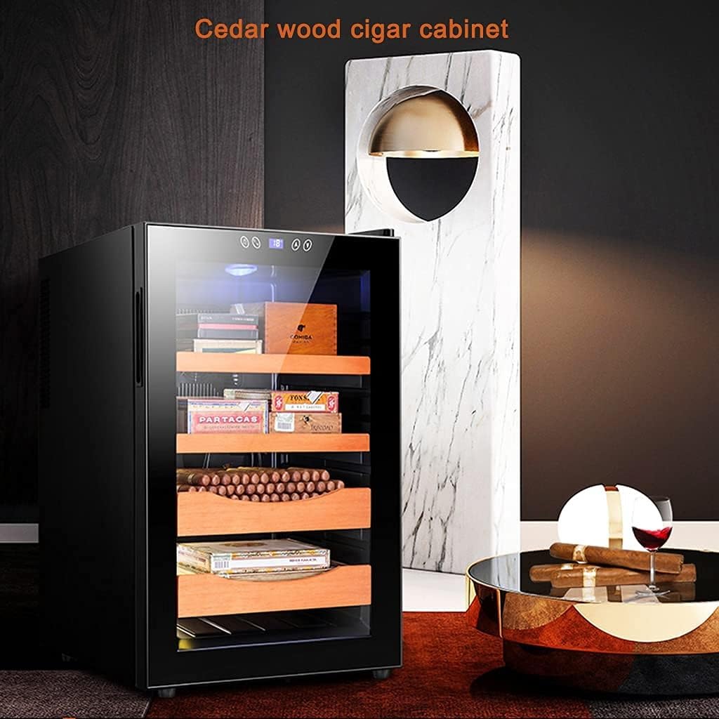 Humidors Zigarrenschrank, Zigarren-Humidoren, 70 l, elektrisch, mit Feuchtigkeitseinstellfunktion, konstante Temperatur, Zigarrenschrank, Doppelkern-Kühlung, Geschenke für Männer, Ehemann, Vater