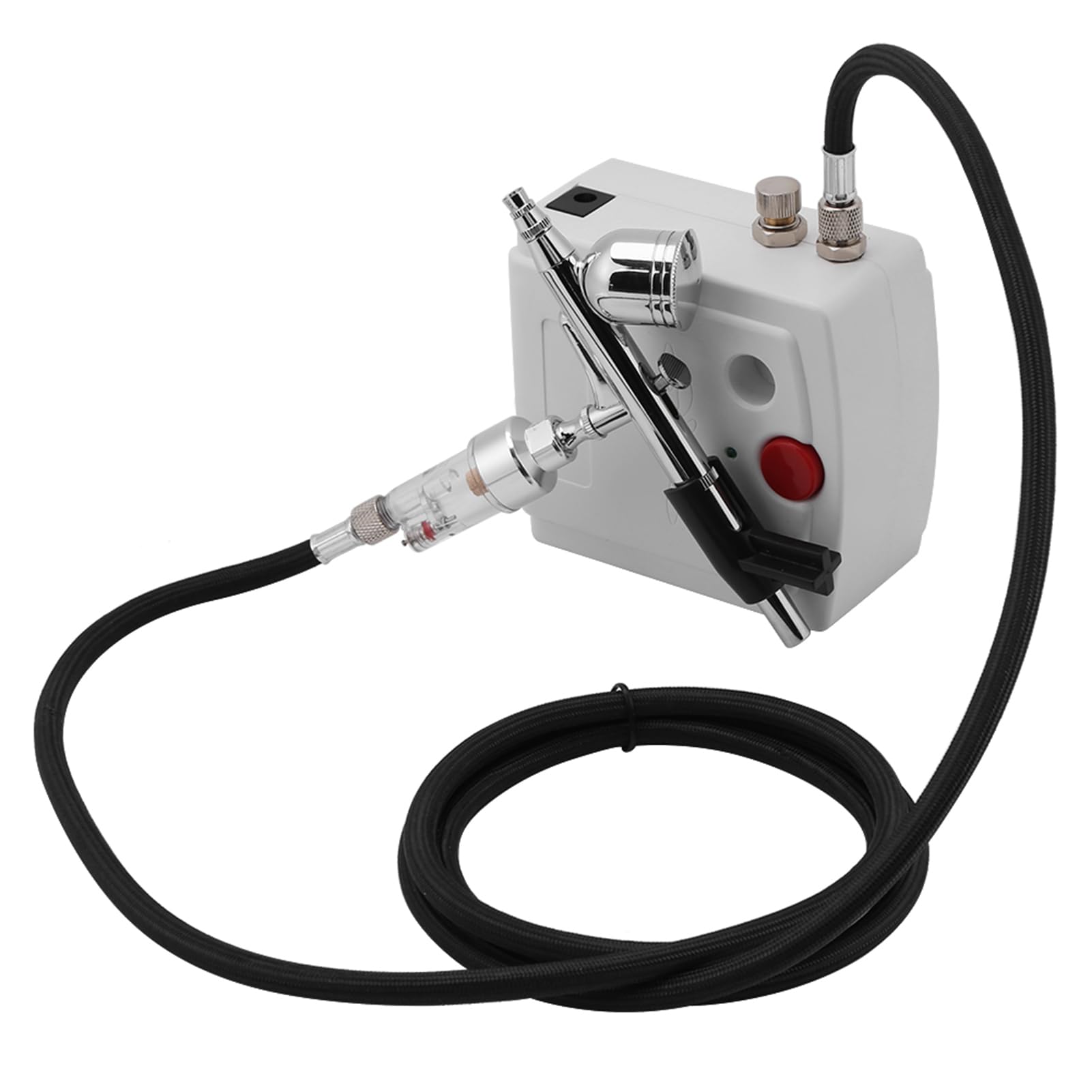 Fdit Kit de Compresor de Aerógrafo, Juego de Cepillos de Aire de Pulverización de Doble Acción (Enchufe europeo 110-240V)