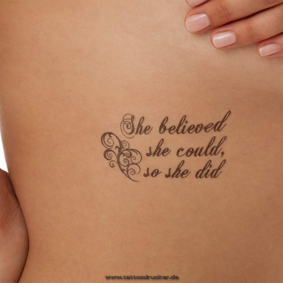 She Believed She Could So She Did Tattoo Amazon.com : 5 x She Believed she could, so she did Tattoo - Lettering in black - Temporary Skin Tattoo (5) : Beauty & Personal Care