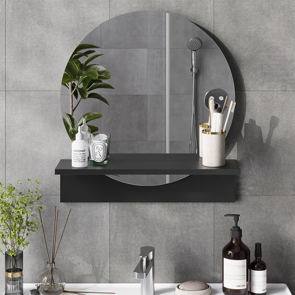 Vicco Miroir Mural Elyra, Noir, 50x54.5cm