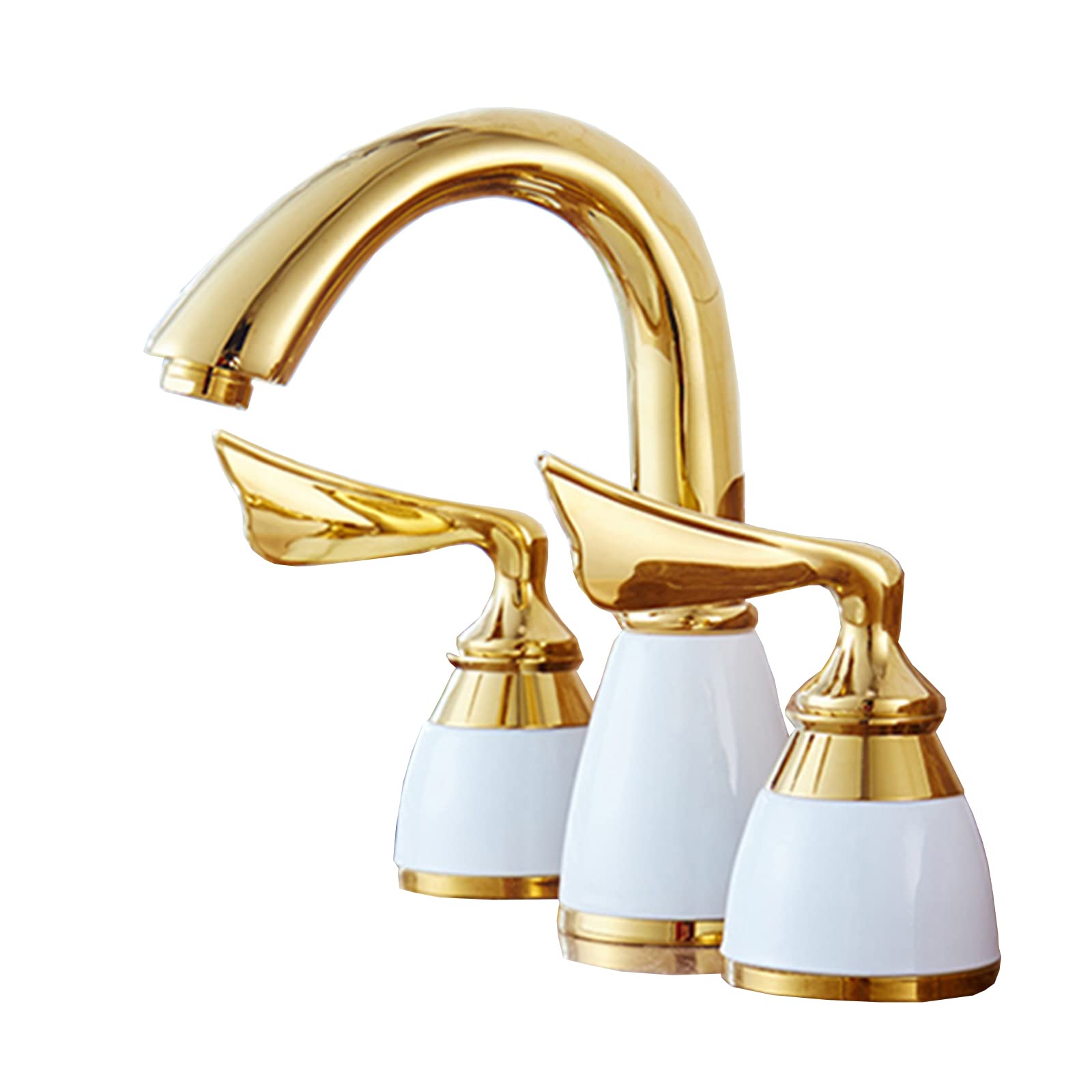 Robinet de salle de bain en laiton antique style rétro argenté à double commande 3 trous