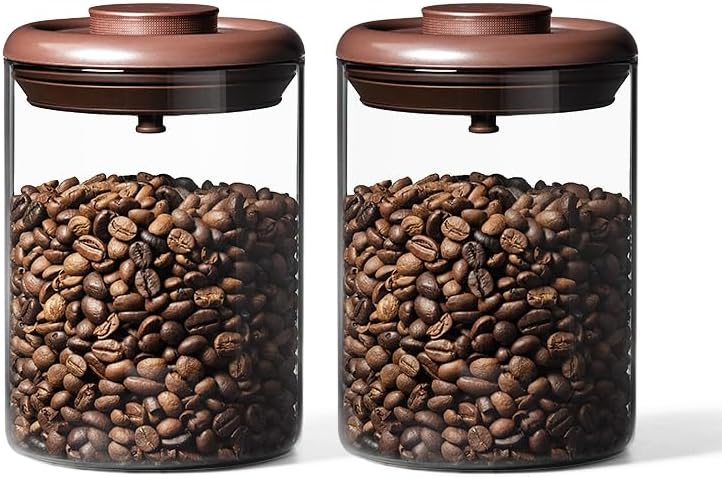 Ankou Glass Coffee Canisters, 900ml x2 with Pop Lid