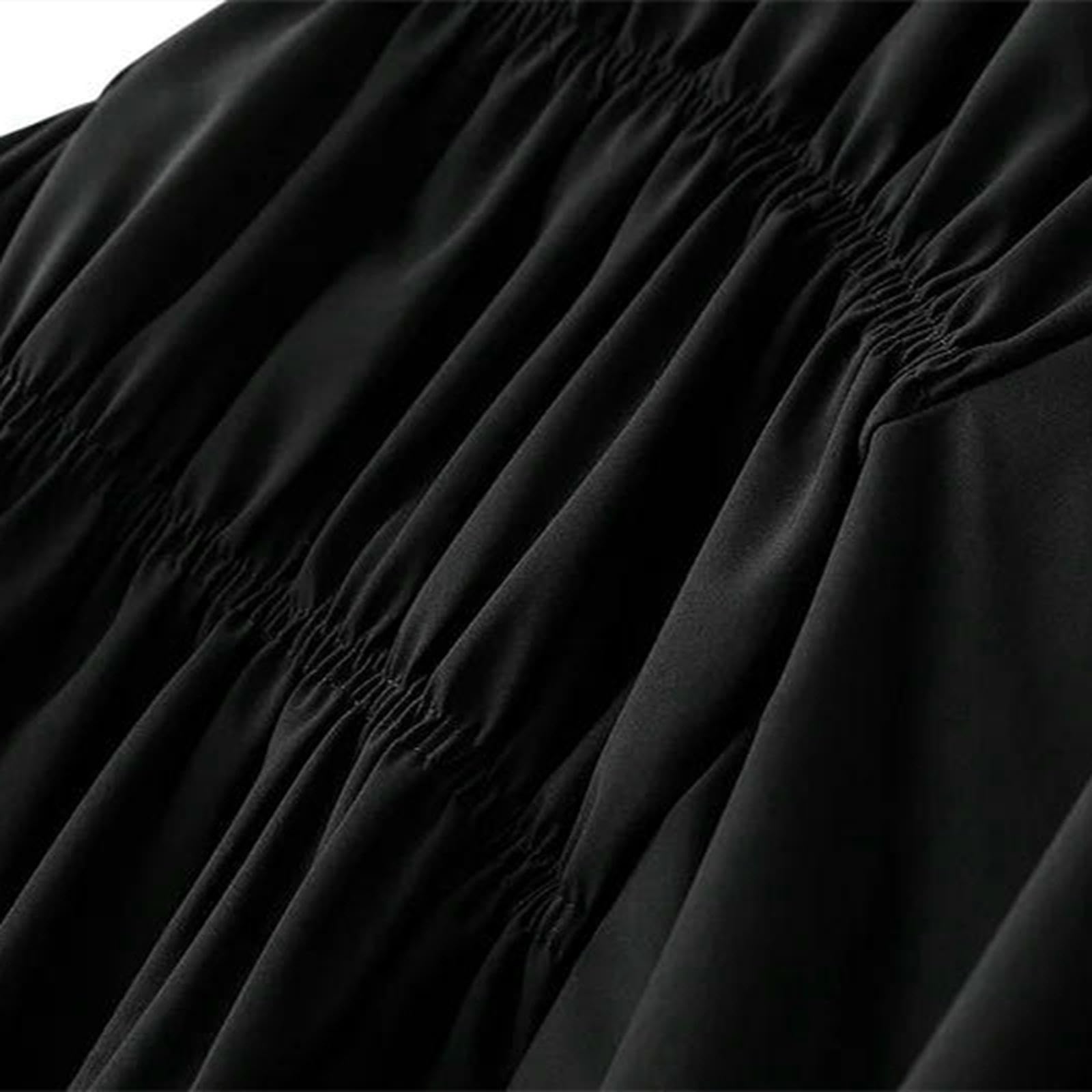 Gonna Lunga Elegante A Pieghe Slim da Donna Casual Vita Alta Asimmetrica Nera Svasata Gonne Primavera-Bianco-Taglia Unica