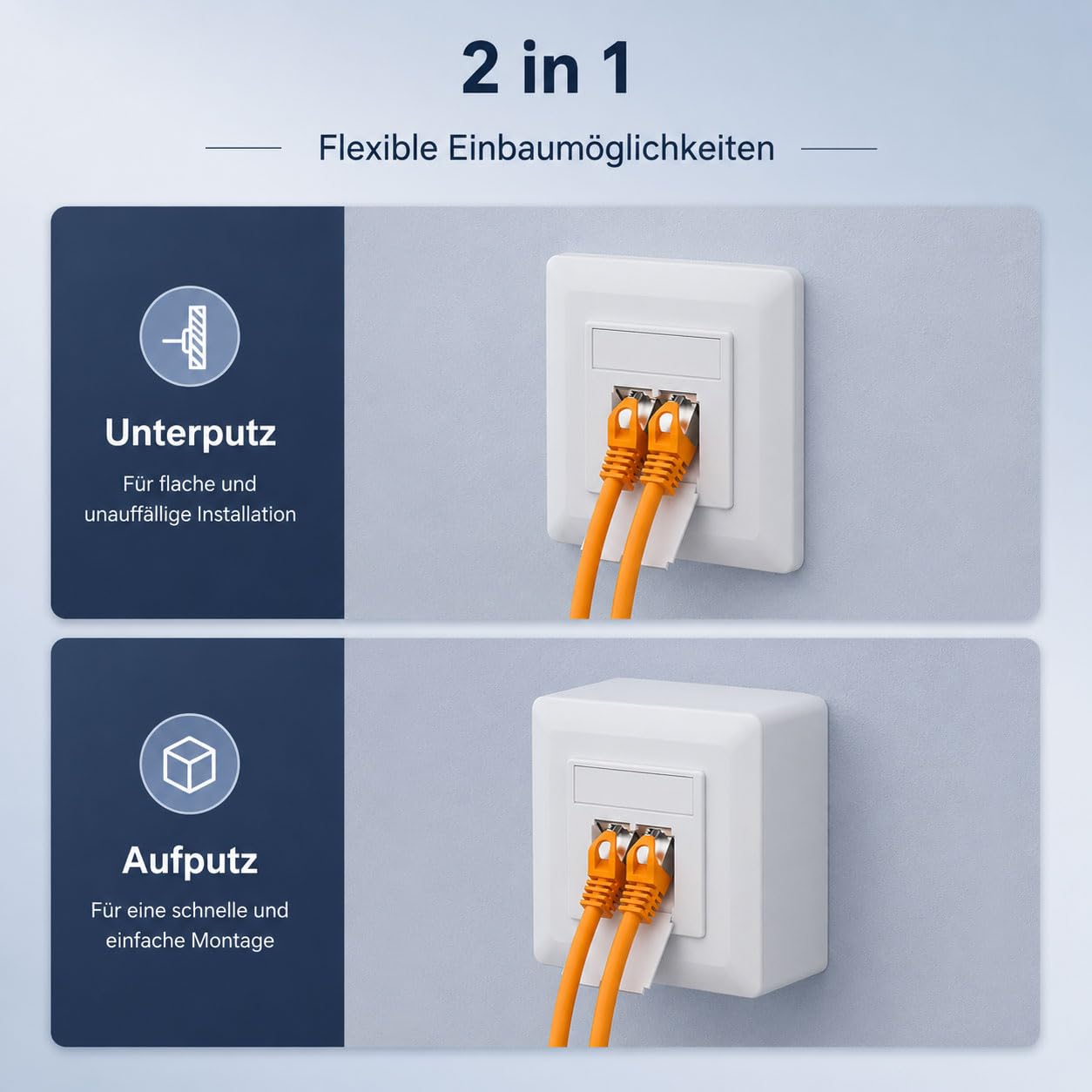 iwillink 10 enchufes de red universales CAT8 de 2 puertos, RJ45, apantallado o empotrado, EIA/TIA-568-A/B 8P8C, Ethernet de 40 Gbit/s, POE+, compatible con CAT8, CAT7, CAT6a, CAT6, color blanco