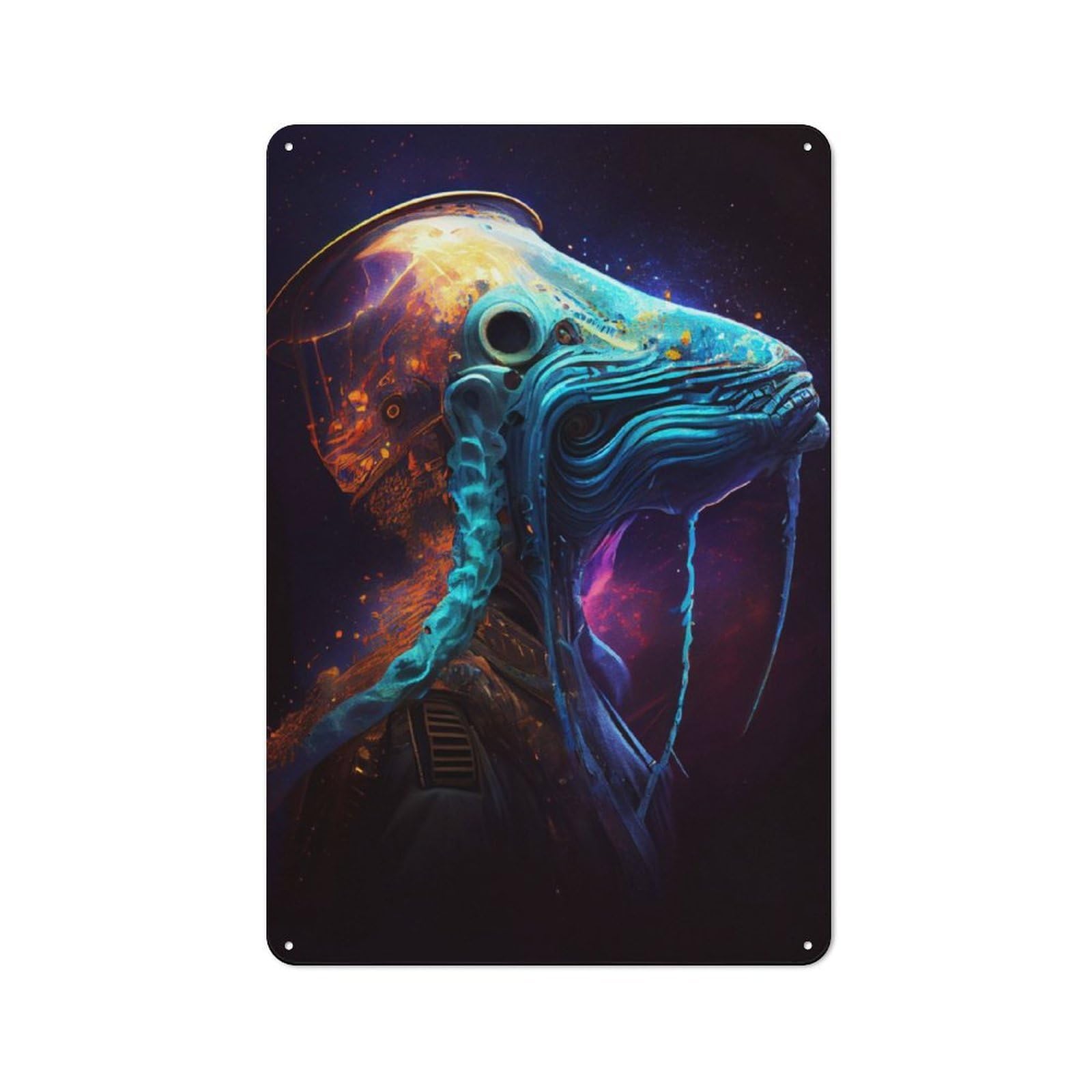 Tin Wall Plaque 30x20cm with Alien Portrait for Pub Or Café, for Collectors of Retro Metal Wall Decor