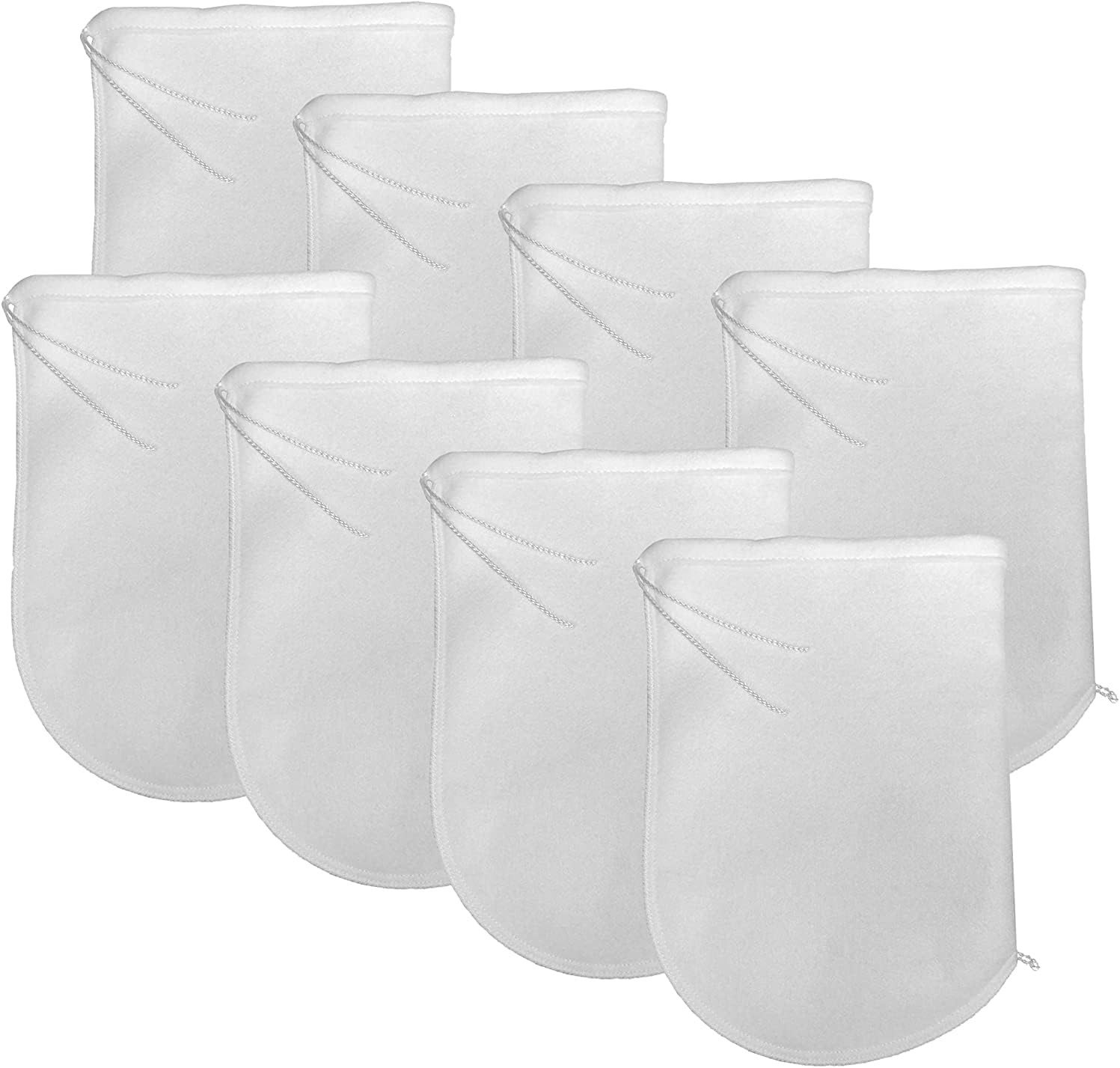 Wave Point 8 Pack - XL Drawstring Filter Socks 200 Micron - 7 Inch Wide Opening x 16 inches Long - Aquarium Felt Filter Bags