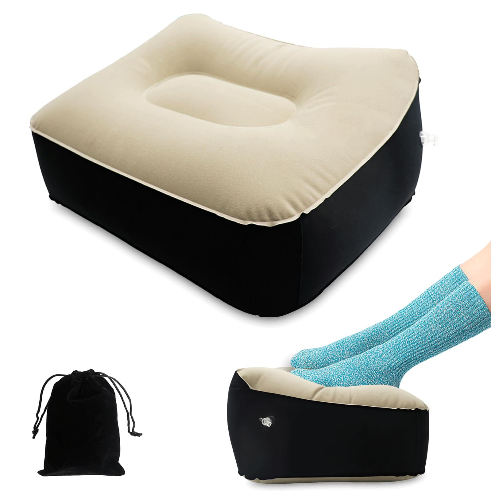 Inflatable Foot Rest, Carseat Inflatable Foot Rest Pillow, Airplanes Inflatable Foot Rest Cars, Travel Footrest Pillow for Home Office,Trains (Light