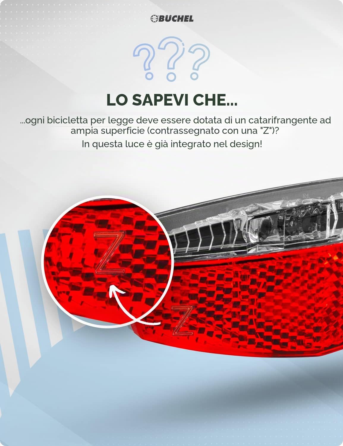 BÜCHEL Fanale posteriore per bicicletta a LED, omologato StVZO, portabagagli per fanale posteriore TIVOLI, fanale posteriore per bicicletta dinamo o e-bike I fanale posteriore per bicicletta dinamico, luce posteriore per bicicletta