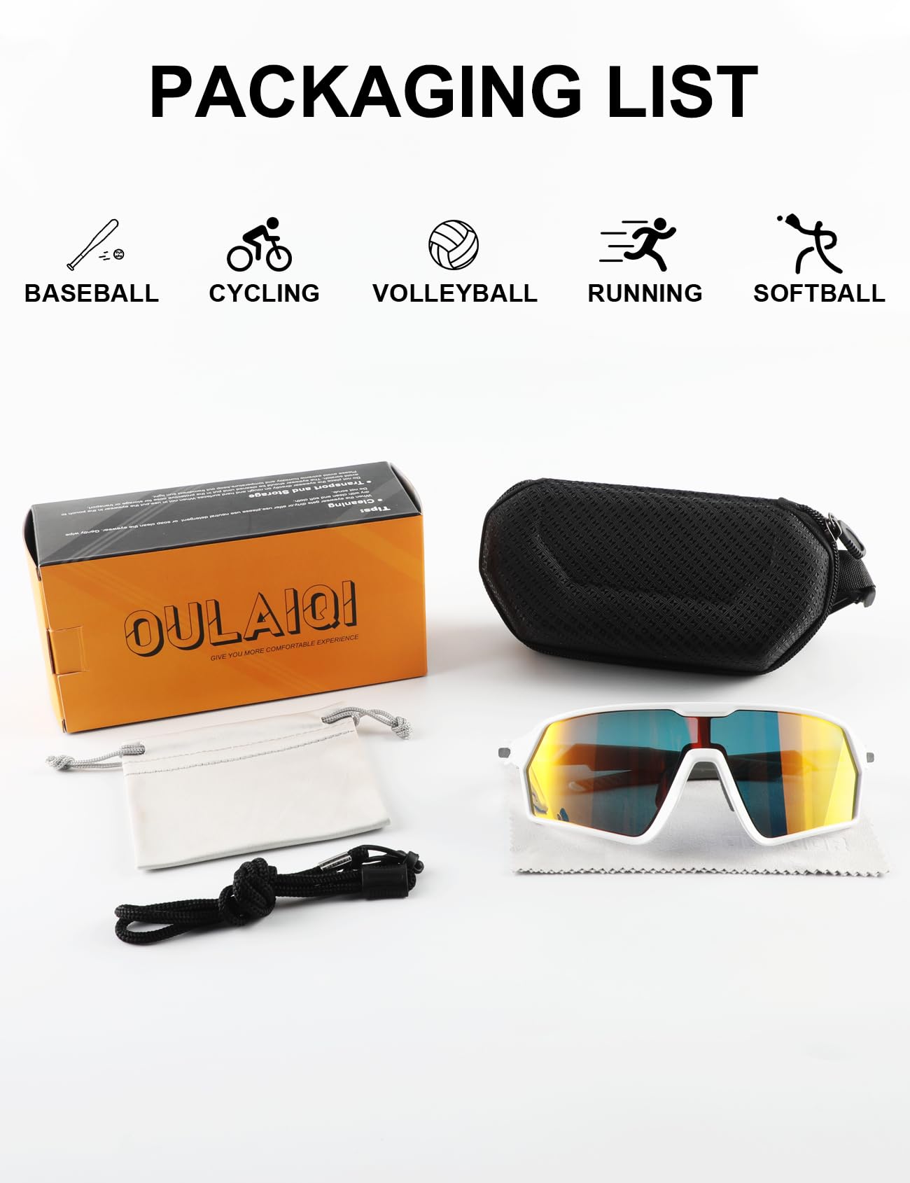 OULAIQI Occhiali da sole sportivi leggeri per uomini e donne, UV400, occhiali da sole per ciclismo, baseball, corsa, ciclismo, sport all'aria aperta