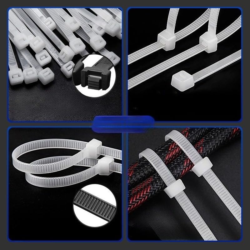 Nylon Zip Ties 100-Pack Black Self-Locking Cable Ties Strong Nylon Fasteners for Home Office Auto and Garage Wire Management, Black, 25cm