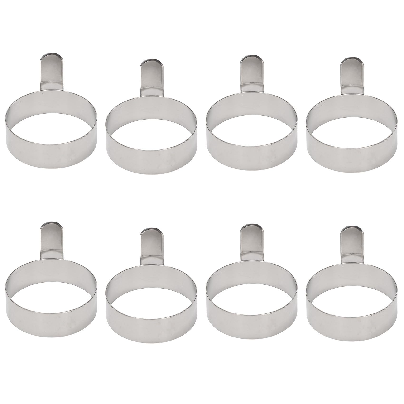 Jivimoco Silver 8 Pcs Egg Frying Rings Stainless Steel Omelette Model Pancake Rings Round Fried Poach Mould With Handle S