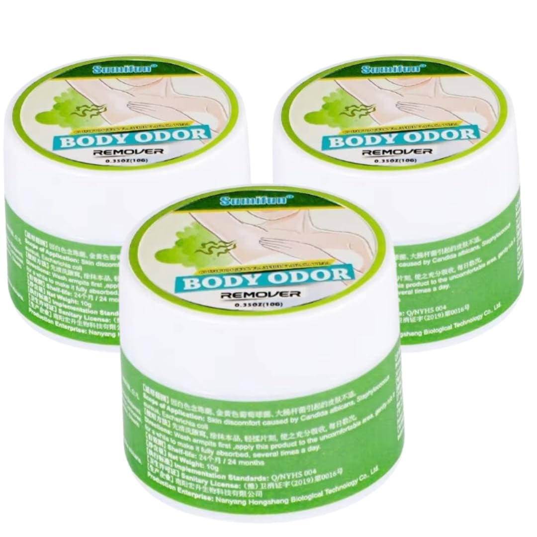 NIKITA.VIVI 3Pcs Body Odour Cream, Body Deodorant Cream for Body Odour Removal Balm, Natural Dry & Comfortable Body Odour Remover Cream 3x10G