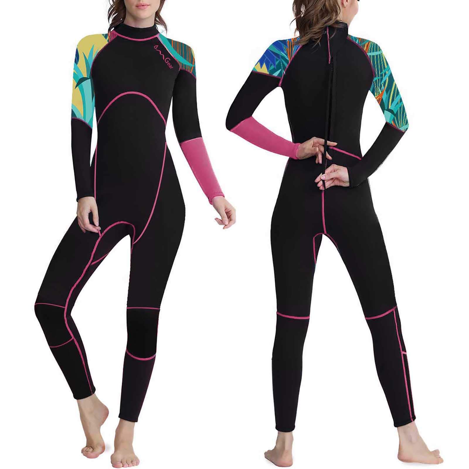 OMGear Wetsuit Men Women 3mm Neoprene Full Body UV Protection One Piece Long Sleeves Scuba Diving Suits Back Zipper Swimsuit for Scuba Diving Surf Snorkeling Swimming