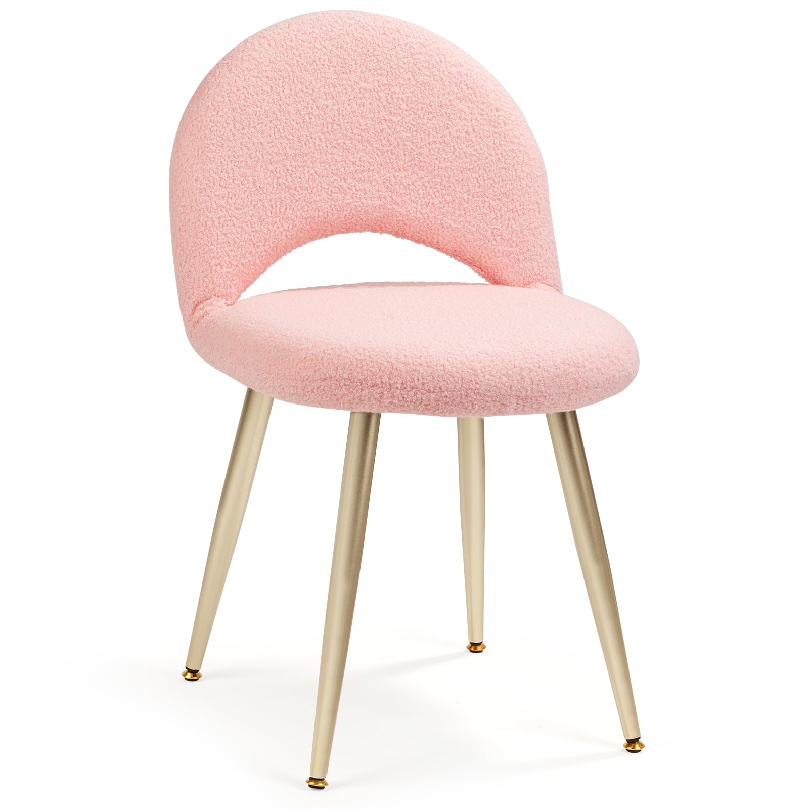 Vanity Chair with Adjustable Backrest Vanity Stool with Back Multifunction Armless Chair for Dressing Home Office Kitchen Dinning Room and Living Room(Adjustable Backrest-Sherpa Pink)