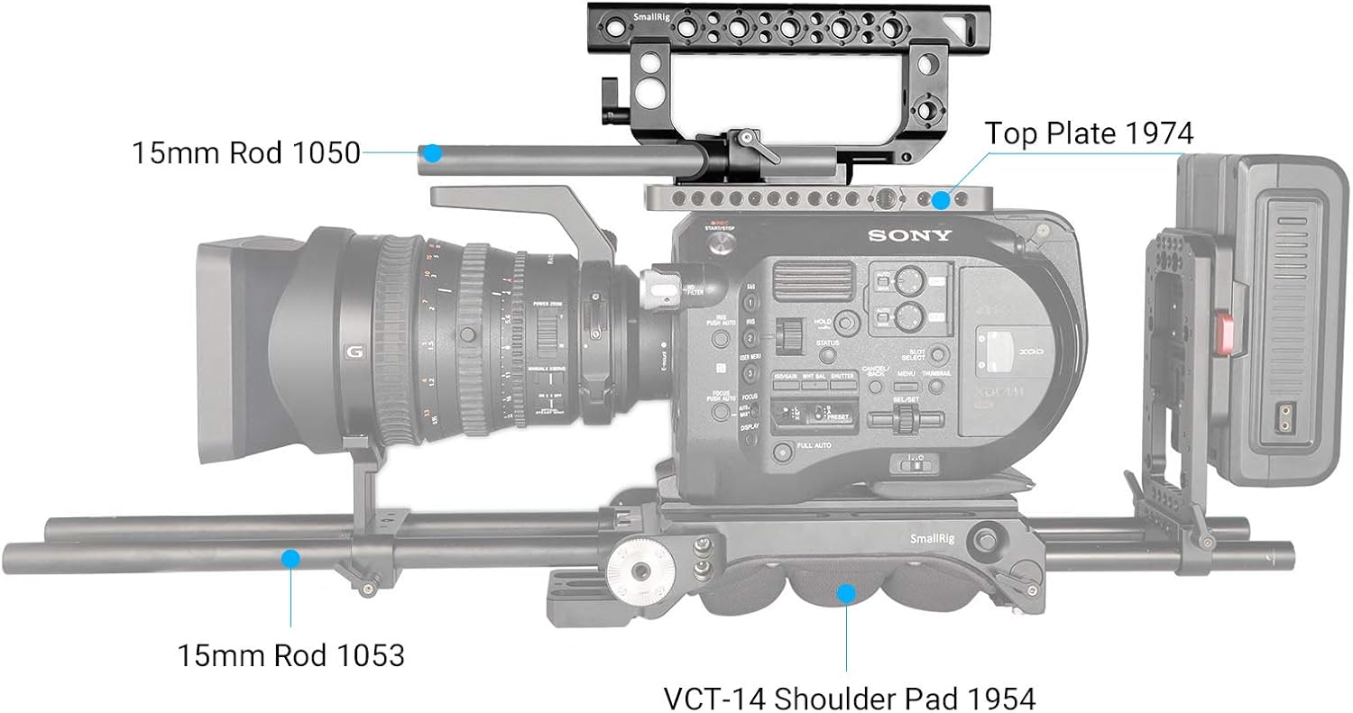 Hоttеѕt Sаlеѕ SMALLRIG Heavy-Duty Closed Handle for FS7/FS7II/FS5/Ursa Mini D-Shape Quick Release Handle with NATO Rail Locating Pins 15mm Rod Clamp - 1979