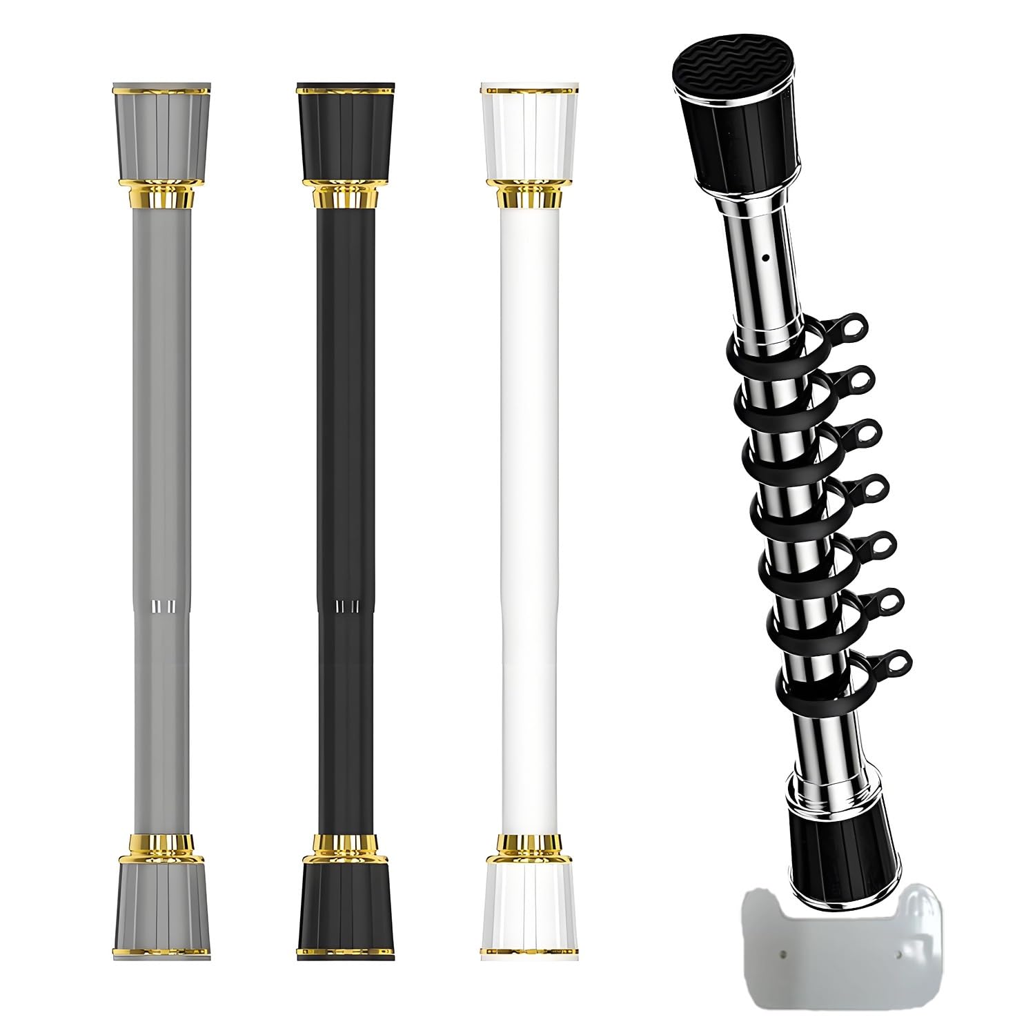 Barra telescópica ajustable para cortina de ducha, barra de acero inoxidable de 360-450 cm, antideslizante, fácil instalación para baño y balcón, perfecta para uso doméstico (negro)