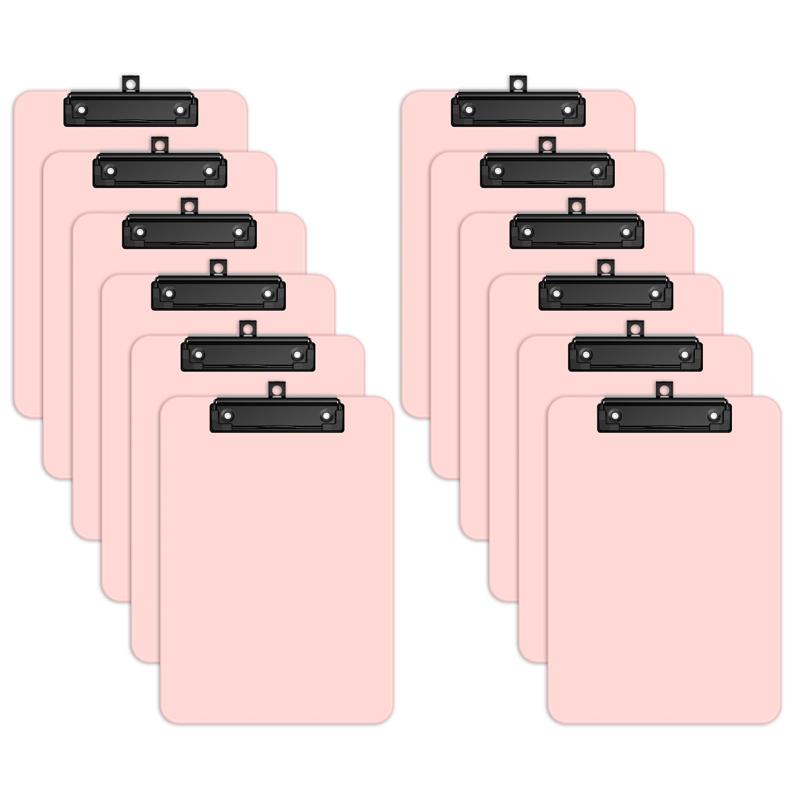 Zoenley A4 Plastic Clipboard Set of 12, Pink 12.5 x 9 Letter Size for Classroom, Students, Teacher, Nurse, 8.5 x 11 Clip Board with Low Profile Black Clip, Office & School Supplies
