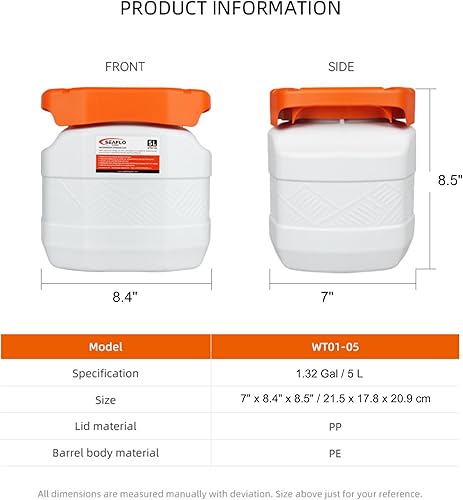 Miniatura 4 de SEAFLO Contenedores de almacenamiento impermeables con tapa para marina, RV, almacenamiento, kayak, campamento, 1.32 galones  5 L