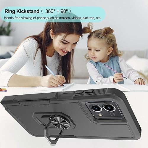 Miniatura 4 de for Motorola G Stylus 5G 2023 Case with Tempered Glass Screen Protector,Heavy-Duty Tough Rugged Phone Case Cover with Ring Holder Kickstand for Moto