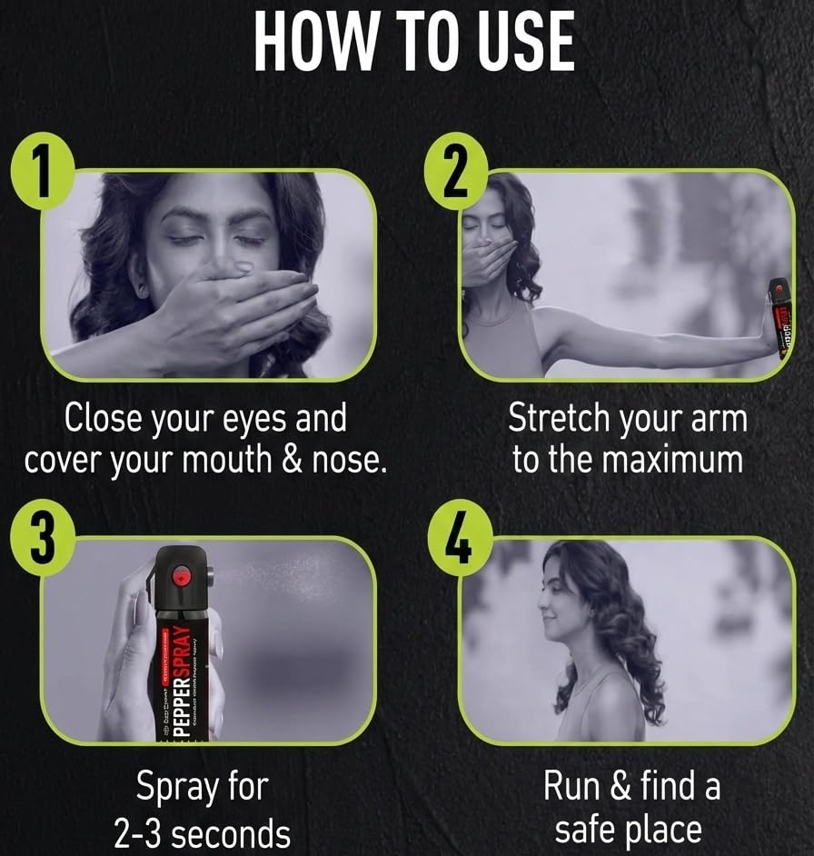 Image of Pepper Spray for Women Safety & Self Defence 55 Shots (35ml x Pack of 2) | Maximum Strength Formula with 15 Ft Range | Thumb-Cut Dome Grip & Belt Clip | Instant Protection Gadget for Girls