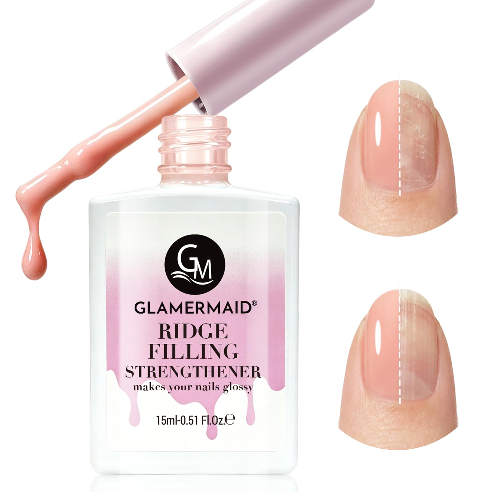 GLAMERMAID Nail Strengthener Ridge Filler Nude Nail Polish for Nail Repair