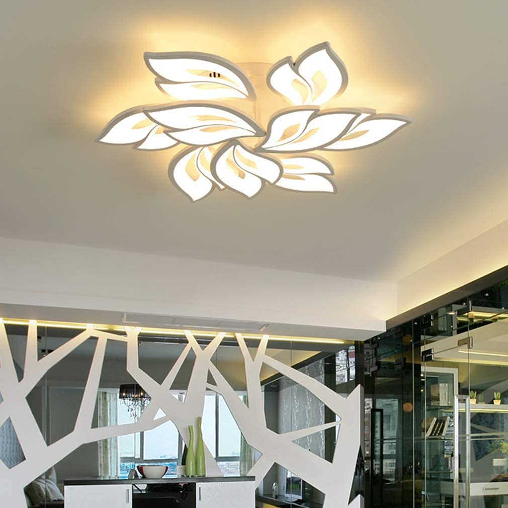 Plafond LED rectangulaire à pétales pour éclairage salon chaleureux