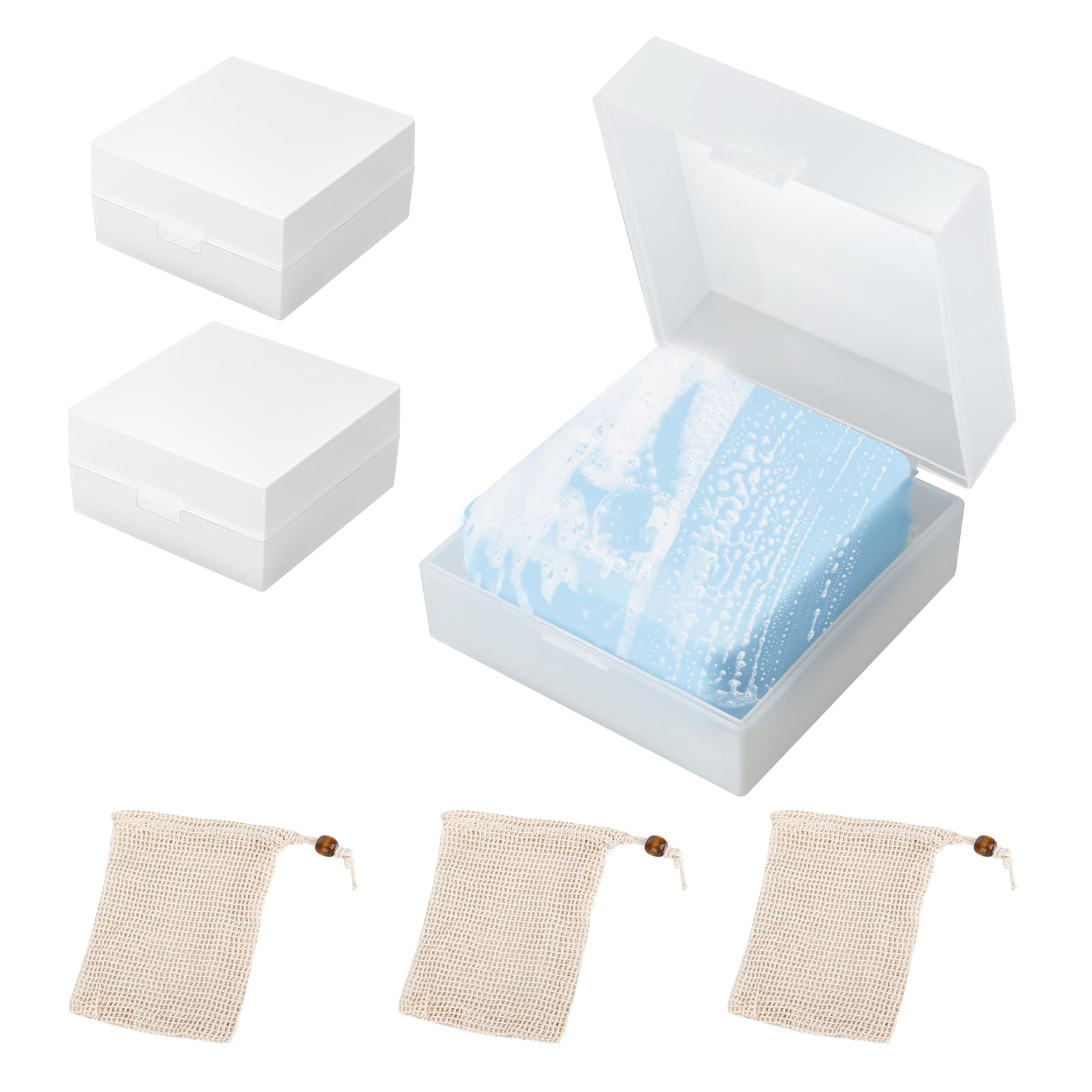 3PCS Travel Soap Case for DR. Squatch, Portable for DR. Squatch Soap Holder Container Soap Saver Bag, Fits Bars Square, Waterproof Travel Holder for Bathroom Gym Camping Outdoor Use