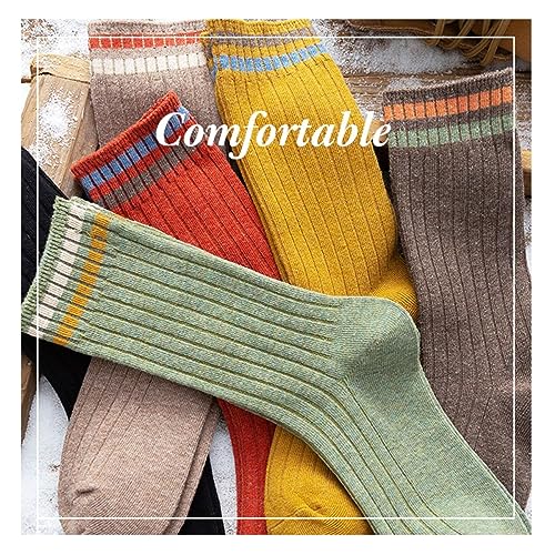 10 Pairs Fashion All Season Striped Crew Socks, Athletic Retro Cute Socks for Women Girls3