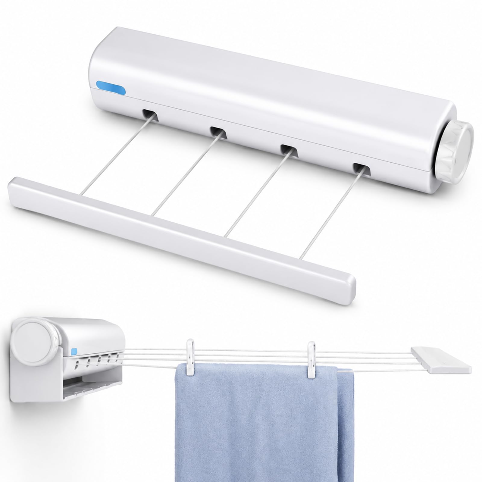 LLELEMAMO Retractable Multi-Line Clothesline Dryer, Wall Mounted Indoor Airer (Four roots)