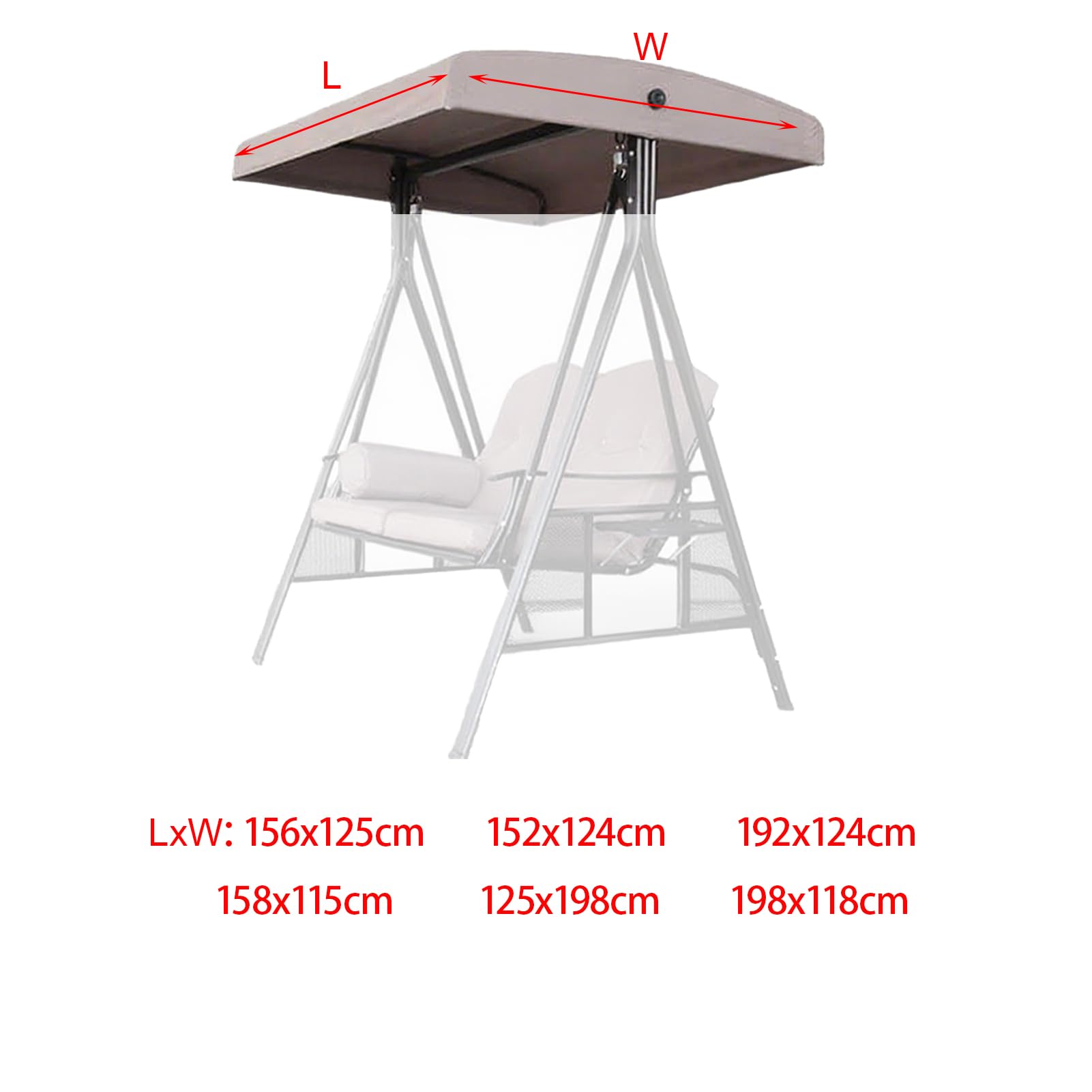 Cubierta Superior para Silla De Columpio De JardíN,Techo De Repuesto Impermeable,Toldo De Repuestopara Columpios De 2-3 Asientos