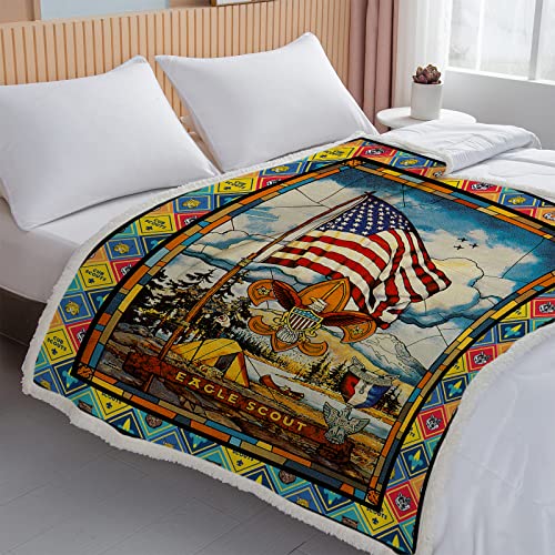 Bedmust American Flag Fleece Blanket For Bed Couch Chair Eagle Scout Sherpa Throw Blanket For Men Women And Kids Soft Plush Lion Tiger Wolf Cub Scout Blanket Throw (60X80 Inches) #TOP4