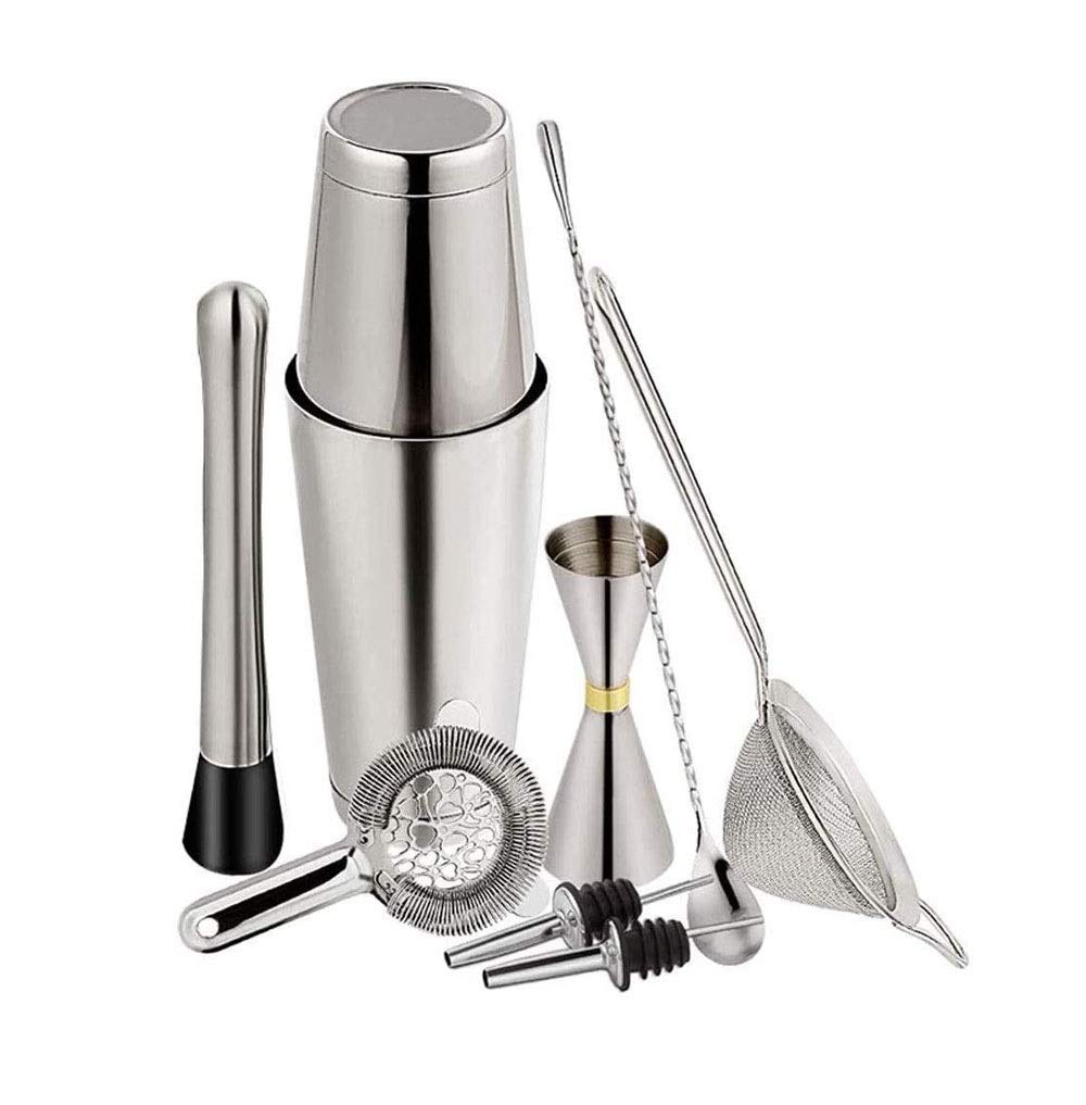 Kit barista: set da bar a 9 pezzi Set da cocktail Set di shaker Set perfetto per strumenti per bar a casa Strumenti barista Kit attrezzi BARTEND e Agitatore da cocktail Martini per fantastici be