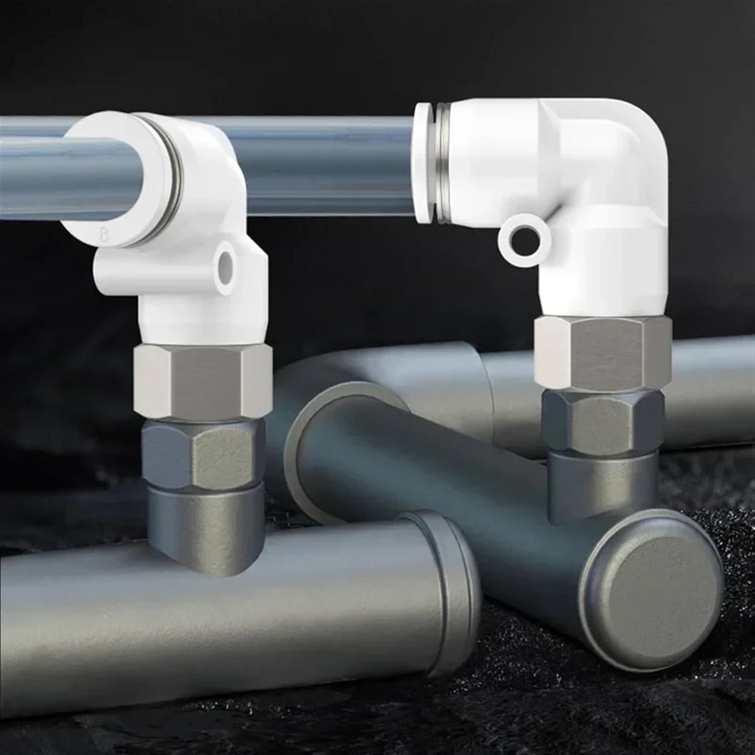 Threaded Fittings Premium Elbow Female Connectors PCF Quick Release 8mm 10mm 12mm BSPT Pipe Thread 1/4 1/8 1/2 Pneumatic Parts (Color : 6-04, Size : PLF)