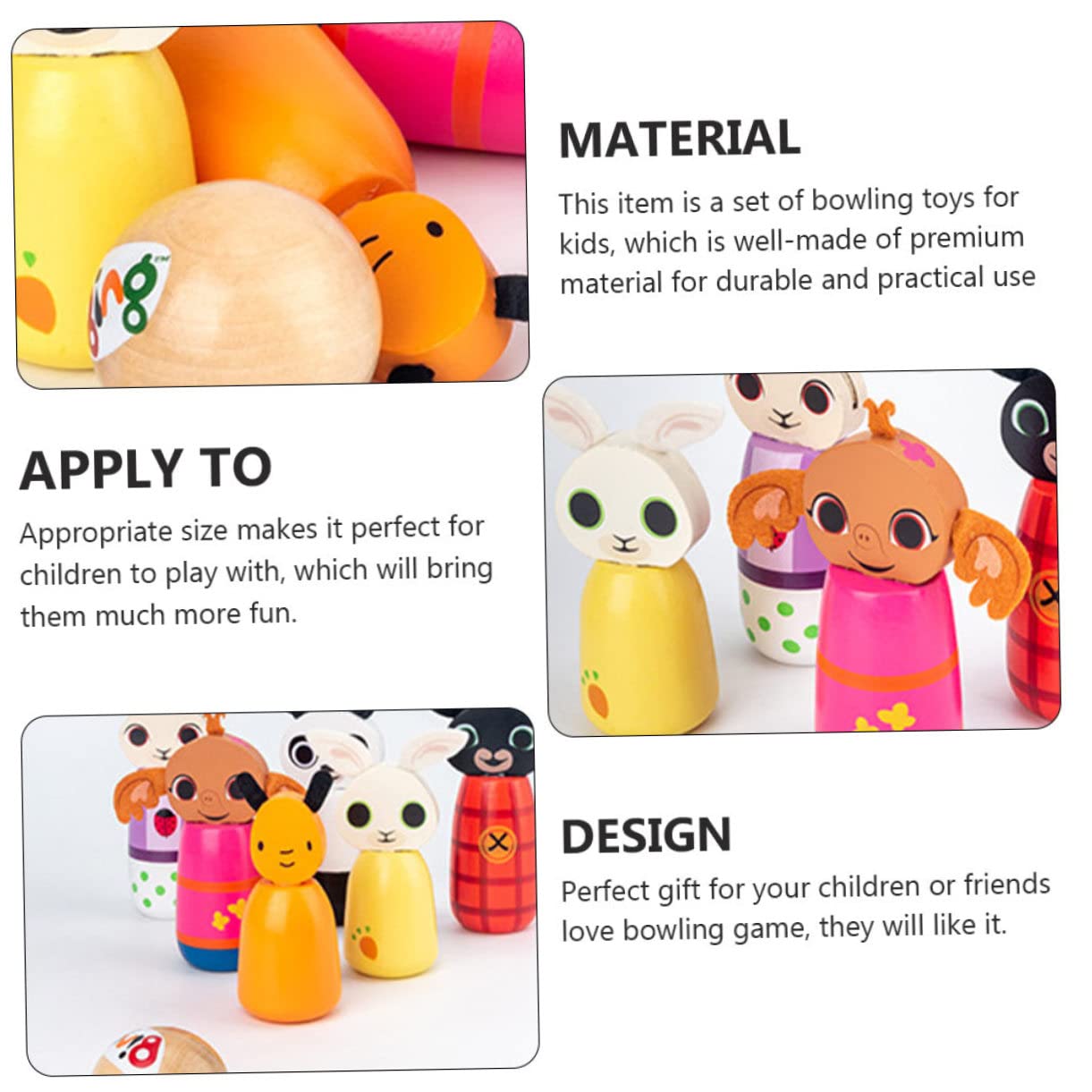 Happyyami Bolos De Animales Juego De Interior para Juguete Interactivo Entre Padres e Hijos Kit De Bolos para Jugando Bolos Juguete Deportivo Colorful De Madera