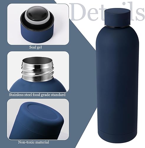 Miniatura 3 de Bokon 10 botellas de agua de acero inoxidable a granel de doble capa al vacío de 17 onzas, boca pequeña, aislamiento deportivo, metal, graduación,