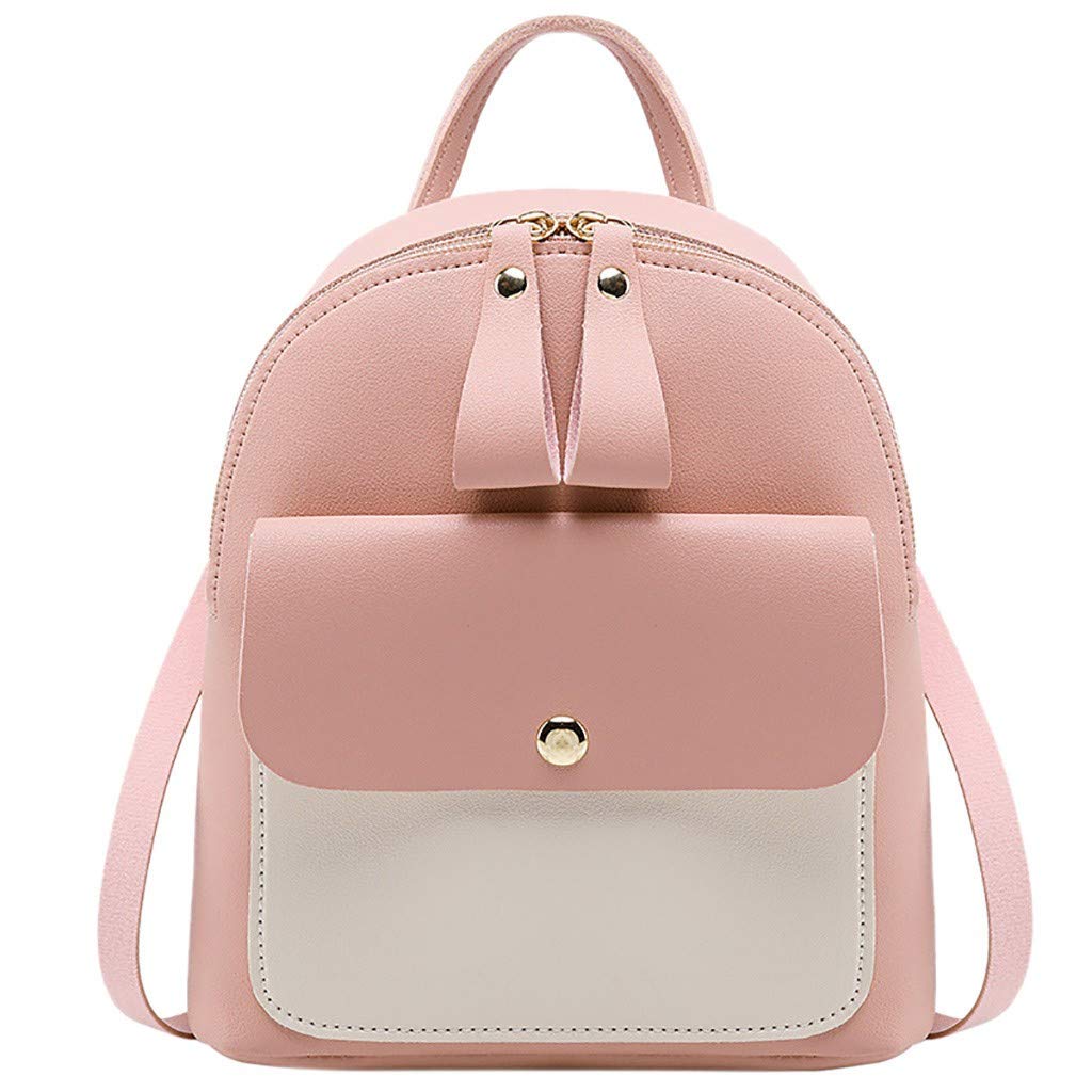 SicongHT Women Cute Small Mini Backpack Purse Mobile Phone Pouch Girls Fashion Colorblock Daypack Handbag (Pink)