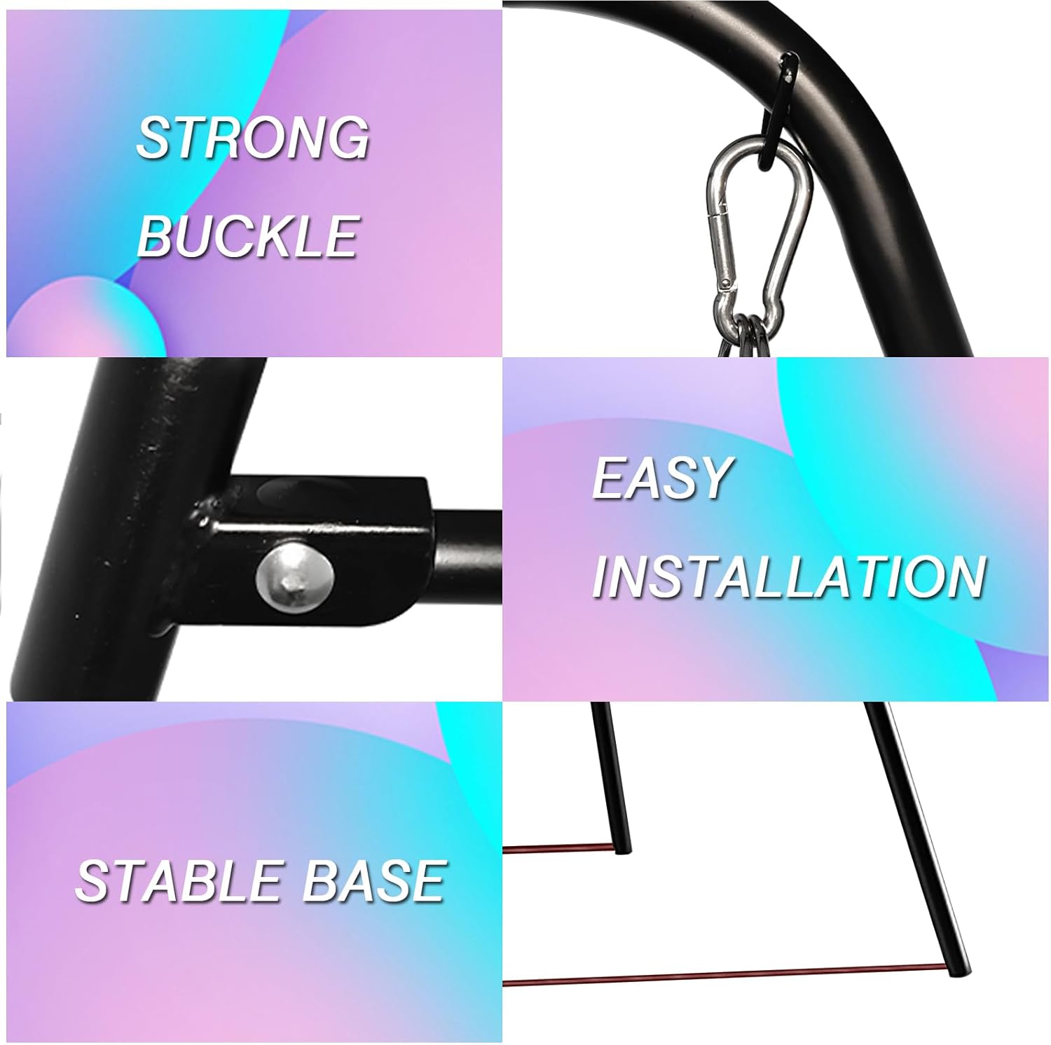 PLKO Sex Swing Stand with Sex Sling，Adjustable Angle Sex Swing ，Easy to Assemble，Sex Furniture for Bedroom（Black