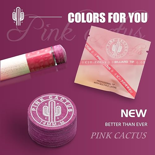 Miniatura 6 de KONLLEN Punta de taco de piscina rosa, punta de 0.433 in0.551 in, piel multicapa con SMH para billar y billar