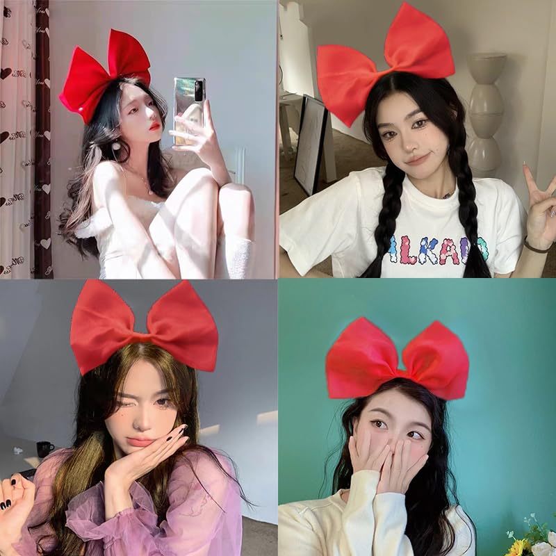 Red Bow Bowknot Headband for Women Halloween Christmas Hair Accessories Bow Hairband Red Bowknot Hairbands for Women Hair Hoop Halloween Headband for Cosplay Party Christmas - Image 4