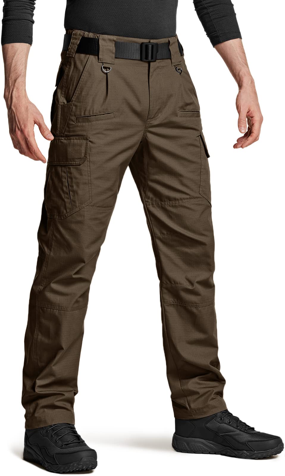 CQRMen's Tactical Pants, Water Resistant Ripstop Cargo Pants, Lightweight EDC Work Hiking Pants, Outdoor Apparel