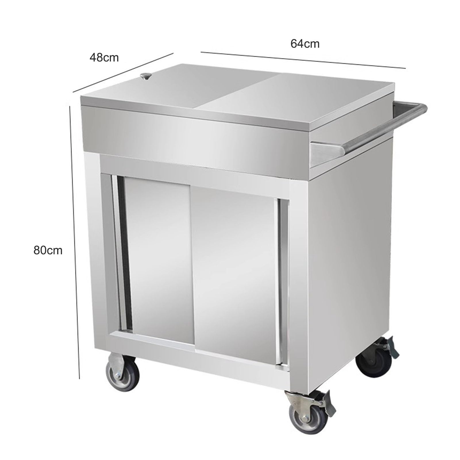 Cact Carrello da cucina in acciaio inox su ruote, carrello Utili per sala da pranzo e lavanderia, scaffale commerciale Sto (64 x 48 x 80 cm)