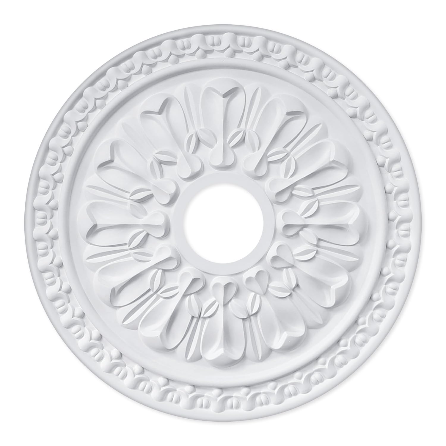 Living Heat White Solstice Spark - Ornate Decorative Ceiling Rose - Lightweight Polyurethane 46Cm X 4Cm