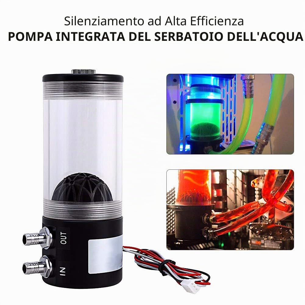 pompa acqua pc + Raffreddamento Radiatore acqua Pompa Serbatoio Scambiatore di calore Silenziatore 500L / H 10W DC 12V CPU