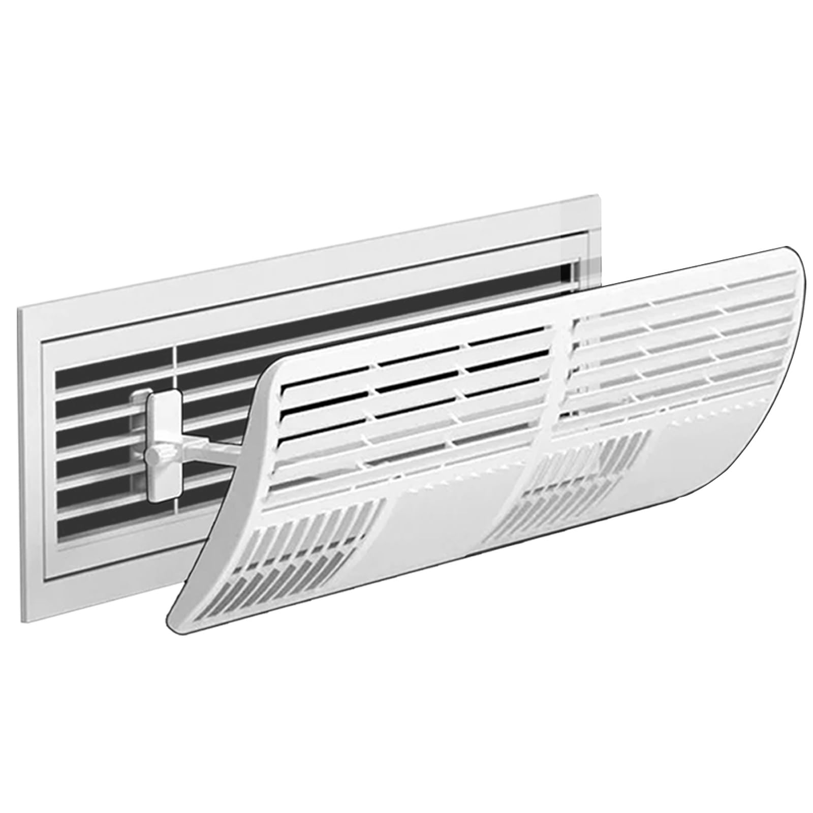 WUXTOKV Air Conditioner Vent Deflector, HVAC Register Air Deflector, 15° Louvers, 180° Adjustable, ABS Plastic, No Drill Install(60x19cm/24x7.5in)