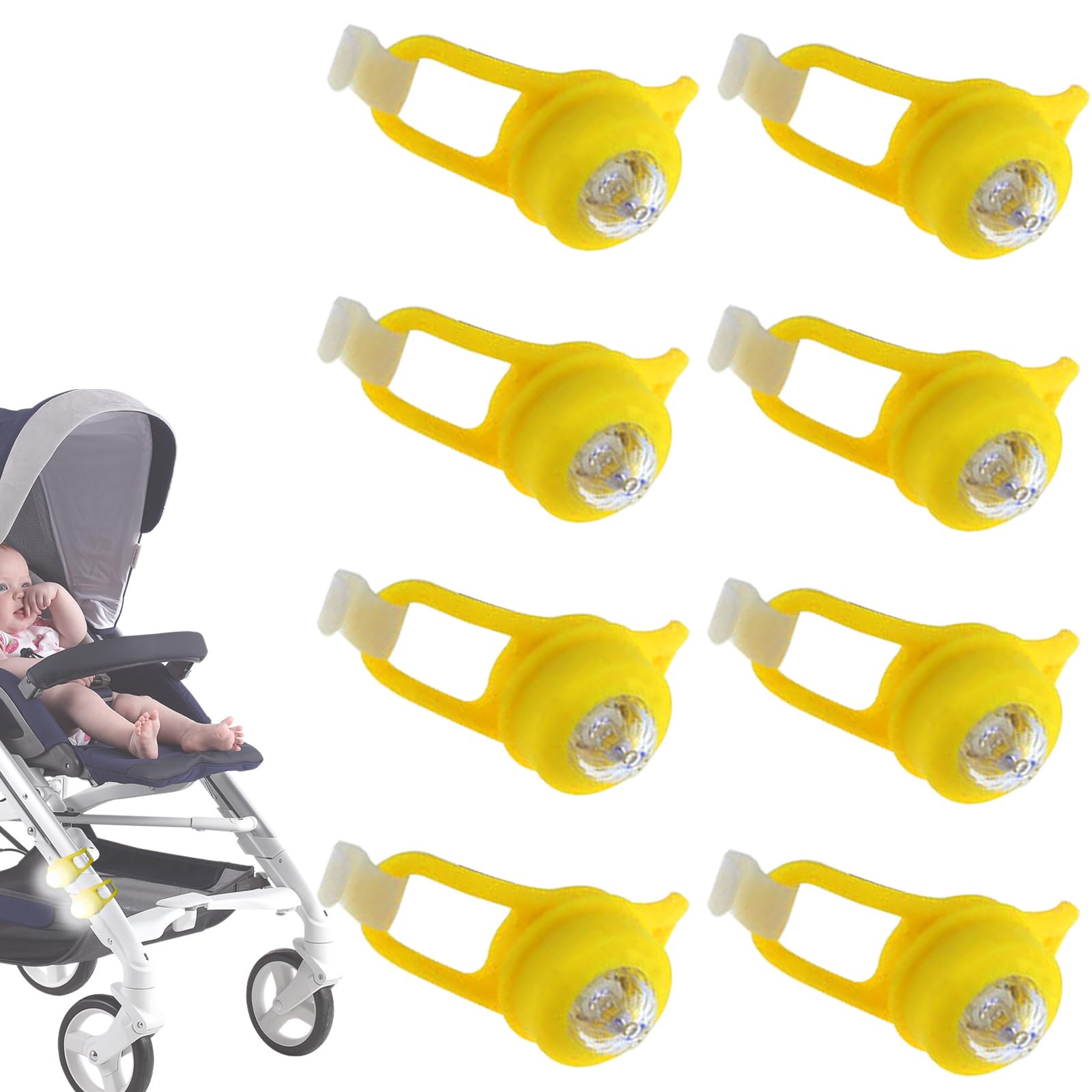 GOMETY Kinderwagen LED Licht Set - 8 Stück Wasserdichte Silikonleuchten
