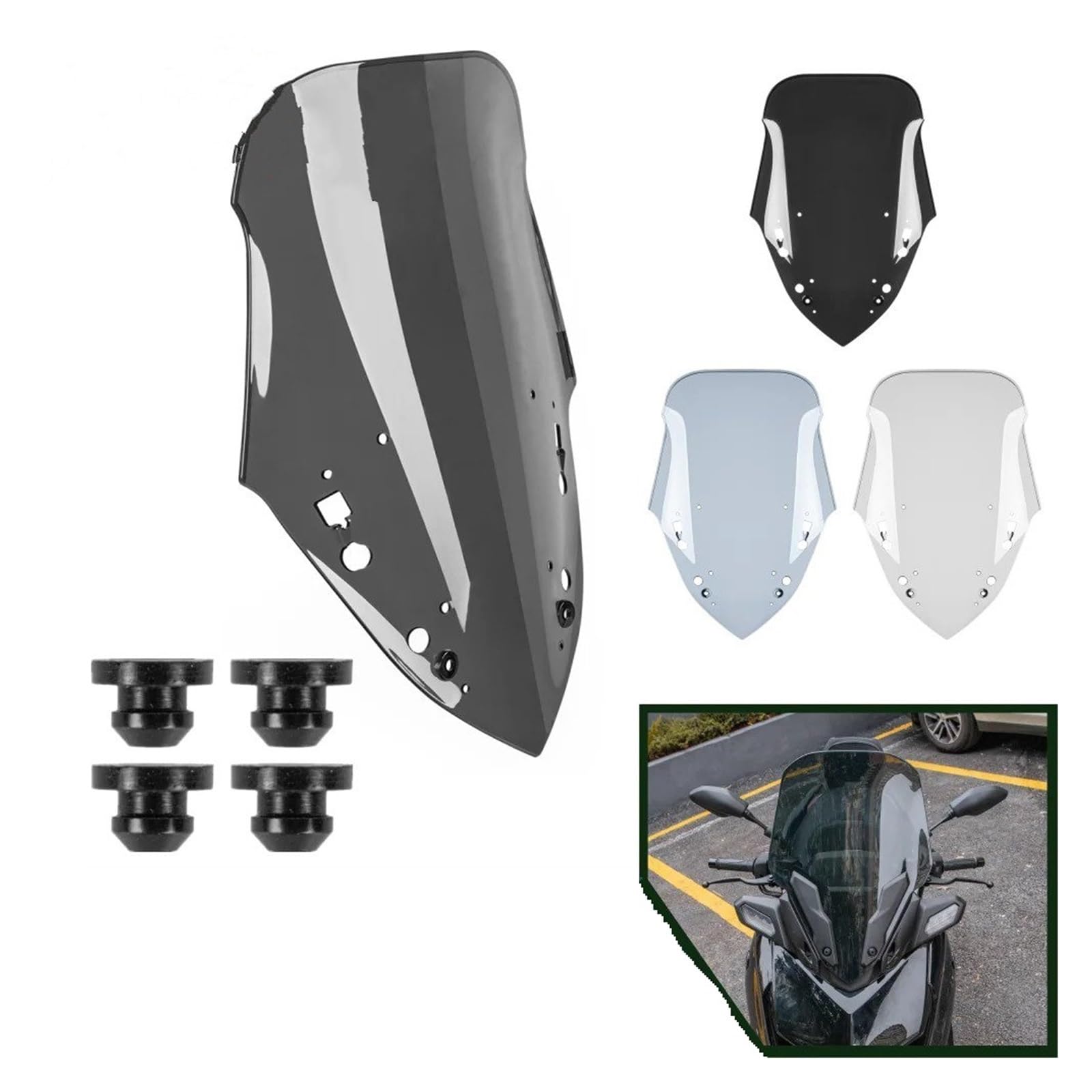 Parabrezza Moto Per X-MAX 300 Per X-MAX 250 2017-2022 Parabrezza Parabrezza Moto Deflettore Vento Moto Per Parabrezza(Clear)