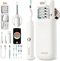 Kit De Ferramentas Para Limpeza e Remoção De Cera Do Ouvido Bebird Earsight Plus R37R, Câmera Otoscópica Flexível Com Luz, Pinça Sem Fio Para Remoção De Cera Do Ouvido(Branco)