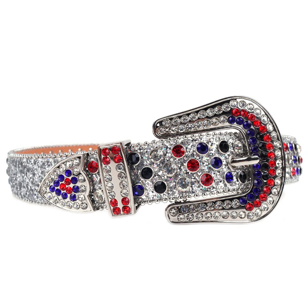 Moda Western Bling kryształ górski pasek kolorowy diament luksusowy sznurek z ćwiekami pasek damski męski do dżinsów ciemnoniebieski 112 cm