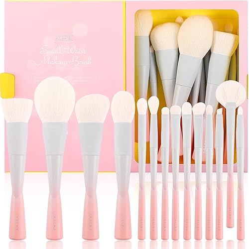 Docolor 14Pcs Makeup Brushes Premium Synthetic Makeup Brush Set Includes 9pcs Eye Brushes,5pcs Synthetic Face Brushes Perfect for Foundation,Blush,Bronzer,Contour,Eyeshadow & Powder-Small Waist Series